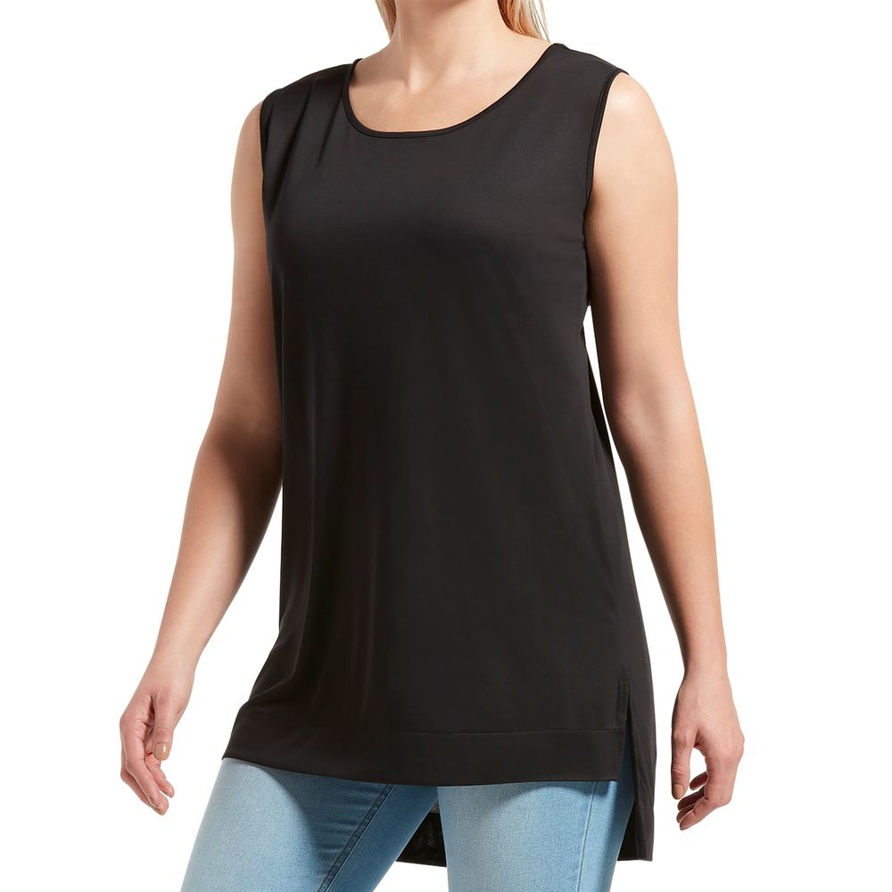 Hue Women's Hi-Low Hem Sleeveless Tunic Black